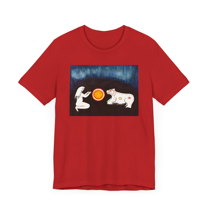 "Confrontation with Spirit Bear" by Elder Ma-Nee Chacaby - All-Genders T-shirt