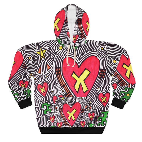 "THE LOVE ALIENS FAMILY" by Edward K. Weatherly - All-Genders All-Over-Print Pullover Hoodie