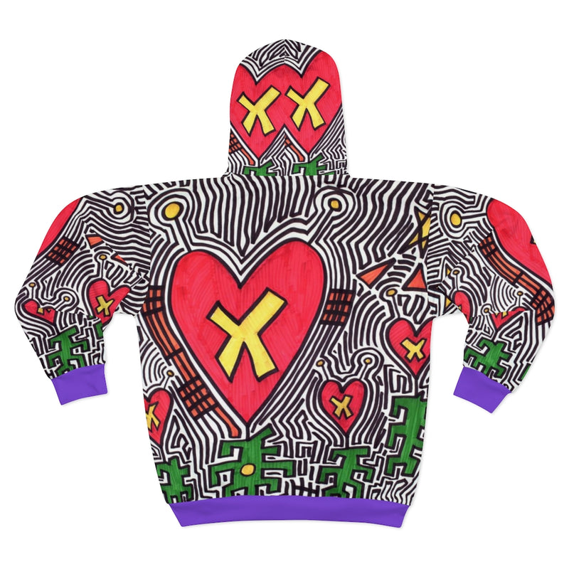 "THE LOVE ALIENS FAMILY" by Edward K. Weatherly - All-Genders All-Over-Print Zip-Up Hoodie